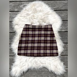 Red Cream Tartan Plaid Clueless 90s Style Wool Mini Skirt